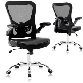 Portable Office Chair 768477778739 Ergonomic Desk Mesh Computer With Pu Leather Flip-up