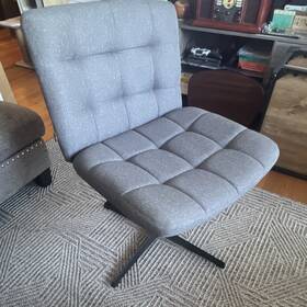 Portwaynt Inc Fmfh20231212 Gray Accent Chair Upholstered Metal Base Modern Swivel Polyester