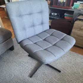 Fmfh20231212 Portwaynt Inc Gray Accent Chair Upholstered Metal Base Modern Swivel Polyester
