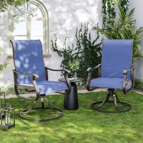 Poteban 726084479418 Navy Blue Metal Outdoor Dining Chairs With Swivel Design 2-pack