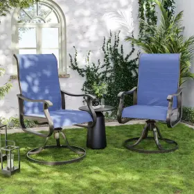 Poteban 726084479418 Navy Blue Metal Outdoor Dining Chairs With Swivel Design 2-pack
