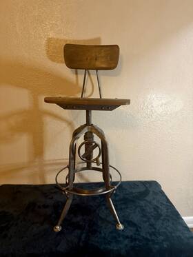 Pottery Barn 1859527pbm Pittsburgh Adjustable Height Desk Chair Wood And Metal Brown/gray