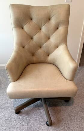 Pottery Barn 5494231 Radcliffe Tufted Leather Swivel Desk Chair Beige Leather/gray Wash