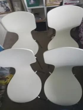6121735 Pottery Barn Set Of4 Morrow Chairs 2008 Metal Frame Some Defects Read Local Only