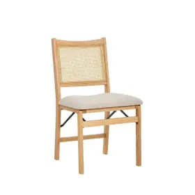 Hd1547dc20b Powell Company Dining Chair Cane Back Folding With Linen Fabric Seat Natural
