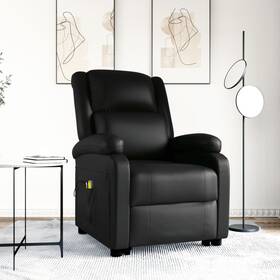 Power Lift Massage Recliner Black Faux Leather 720286798225