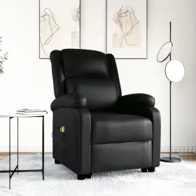 Power Lift Massage Recliner Black Faux Leather 720286798225