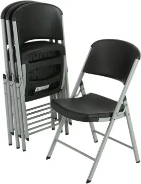 80407 Products 313115548597 Commercial Grade Folding Chairs 4 Pack Black/silver