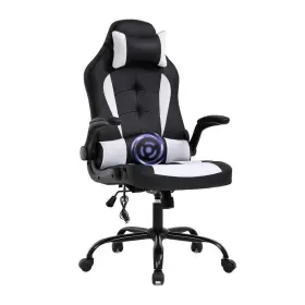 95001 Proht Gaming Chair Ergonomic Cushioned Black/white Faux Leather 250-lb Cap