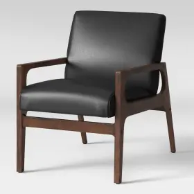 51785707 Project 62 Peoria Wood Armchair Black Ships Flat -