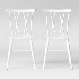 53437933 Project 62 Set Of 2 Becket Metal X Back Dining Chair White -