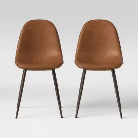 79312694 Project 62 Threshold Curved Back Faux Leather Dining Chair Set Of 2 Mid-century Caramel