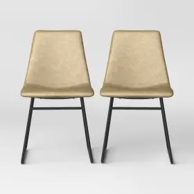 85412433 Project 62 Armless Faux Leather Dining Chair Set Of 2 Mid-century Metal