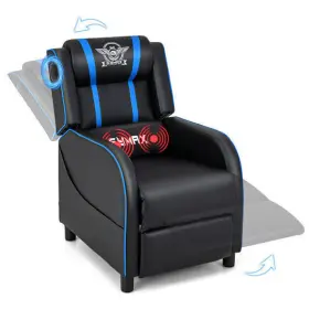 Pu Leather Massage Gaming Recliner Chair Pockets-blue - Color 473510902074 With Side