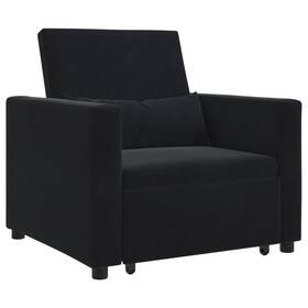 Pull Sofa Bed Single Black 721158862105 Out 90 X 165 87 Cm Velvet