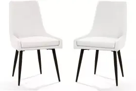 65465 Qrinnovations White Accent Chair With Wood-tone Metal Legs For Bedroom Living Room 2 Pack