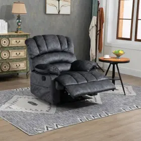 Fsurcm584a Qualler Gray Fabric Manual Recliner With Larger Back