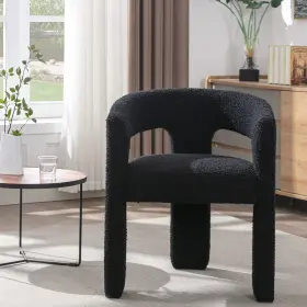 Quinjay 614158379613 Modern Sherpa Barrel Dining Chair Upholstered Faux Fur Room With