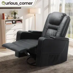 Qurious Corner 197839706781 Leather Heated Vibration Massage Sofa Living Room Manual Recliner Chair Elderly