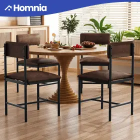 Qurious Corner 197839917422 4 Pcs Armless Dining Chairs Kitchen Set Faux Leather Padded Seat Metal Iron Legs