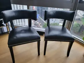 100001165 Ralph Lauren Set Of 2 - Home Clivedon Dining Chair Croc Black Leather Macassar