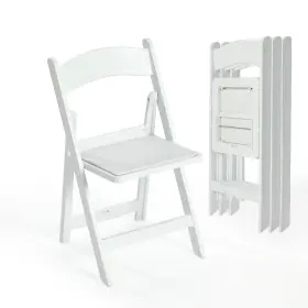 N-l02325e1-02ch Real Relax A/n-l02325e1-02ch Resin Folding Chairs 4 Sets White Patio With Pvc Padded Seats 330lb