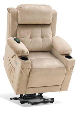 Recliner 6160-7660 Mcombo Small Lay Flat Triple Motor Power Lift Chair Fabric 7664 Beige