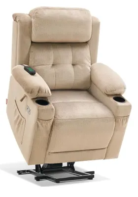 6160-7660 Recliner Mcombo Small Lay Flat Triple Motor Power Lift Chair Fabric 7664 Beige