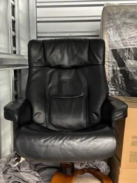 Recliner 619084092155 Fjords Scansit Large Comfort Chair - Black Leather Hjellegjerde