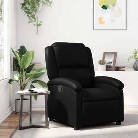 Recliner Chair Black Faux Leather Metal Plywood Recliner Chair 721012179325