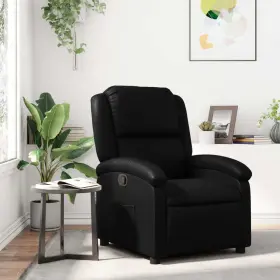 Recliner Chair Black Faux Leather Metal Plywood 721012179325