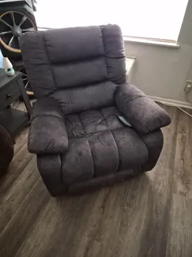Llr86201 Recliner Blue Has Massage Heat One Side Pocket Fully Lays Out Doesnftt Rock