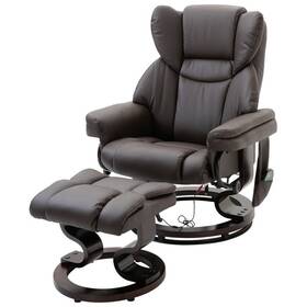 Recliner Sfbrtz3277 Adjustable Brown Faux Leather Remote Massage Chair With Ottoman