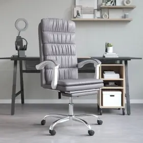 Reclining Office Chair Gray Faux Leather Metal Plywood Medium 720287200918