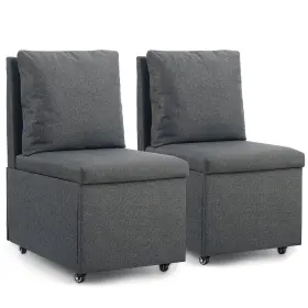 Sq-24055dg Redlife Set Of 2/4 Dining Chairs Upholstered Kitchen Room With Casters