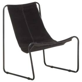 Relaxing Chair Black Genuine Leather Powder-coated Iron Standard 720286082317 Powder-coated