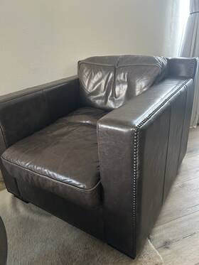 Restoration Hardware Ut-1812 Cn Brown Leather Accent Chair 36x39x32 Nailhead Trim