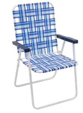 Rio Brands 080958388061 16 Inch Extended Height And Seat Back Folding Web Lawn Chair Blue/white