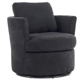 Rockingrun 652726613561 Swivel Barrel Chair Linen Round Accent Chairs For Living Room Comfy Mo