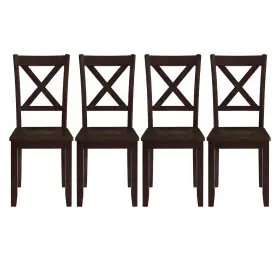 Rome Oak 014761000841 X-back Farmhouse Wooden Kitchen Dining Chair In Dark Brown Set Of 4