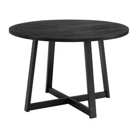 Rome Oak Ro-dtbl-45-blk Worton 45 Inch Modern Farmhouse Round Dining Table Wood Furniture Black