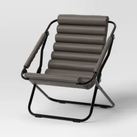 89795053 Room Essentials Sling Dorm Chair Gray - Faux Leather Upholstery Steel Frame