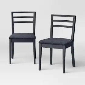 91959799 Room Essentials 2pk Ladder Back Dining Chair Black -