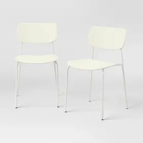 92119853 Room Essentials Set Of 2 Molded Plastic With Metal Base Dining Chair White