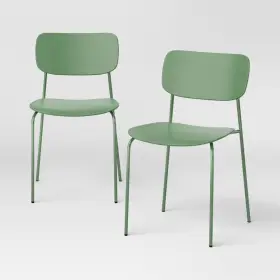 92119882 Room Essentials Set Of 2 Molded Plastic With Metal Base Dining Chair Green