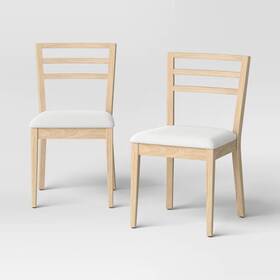 Room Essentials 92120276 Set Of 2 Ladder Back Dining Chair With Padded Seat Natural