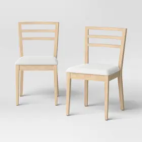 92120276 Room Essentials Set Of 2 Ladder Back Dining Chair With Padded Seat Natural