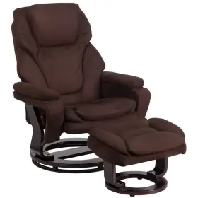 Ffif26458bwn Roseto Ffif26458 32 Inch W Mircrofiber Vintage Swivel Recliner Set - Brown