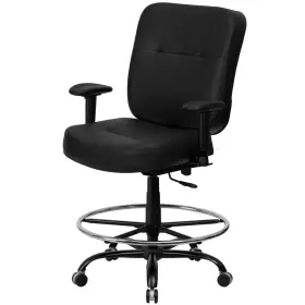 Ffif71584bk Roseto Ffif71584 29.25 Inch W Leather Drafting Chair - Black