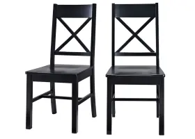 Weif31860anbk Roseto Weif31860 Set Of 2 18 Inch W X-back Wood Dining Chairs - Black